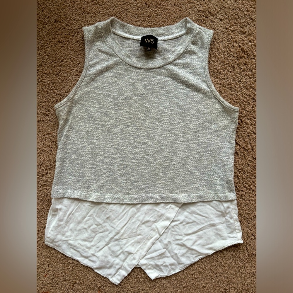 W5 tank in light gray and white bottom , size L